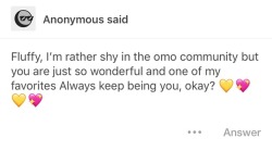 My lil heart is swelling 💛💛 thanks for coming out of the way to be sweet shy anon!! 