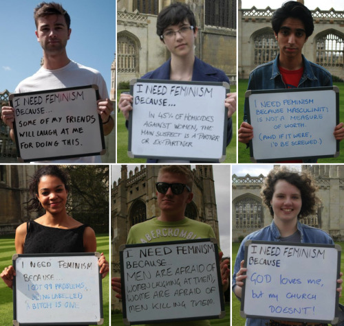 blogging-in-my-swaggy-pants:   cambridge university students were asked on campus why they needed feminism. here are 60 answers. click the link for over about 600 more.   I’m crying, this is the most beautiful thing I’ve seen all week 