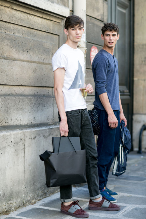 justdropithere:  Matthieu Gregoire & Arthur Gosse - Paris Men’s Fashion Week SS16 Street Style