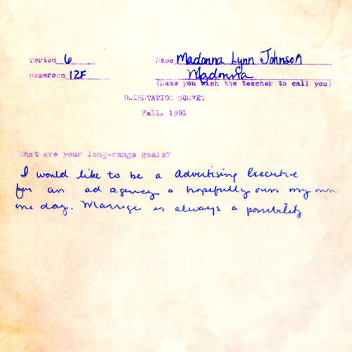 #TBT to a 1981 school survey where @madonnabadger, a senior in high school, was asked &ldquo;Wha