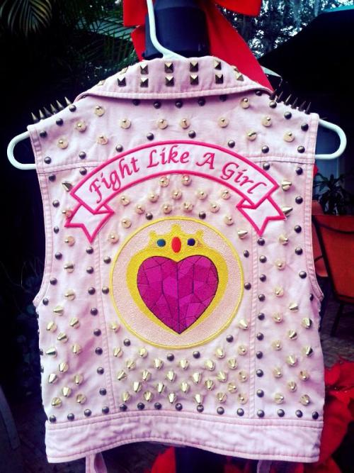 bloodyqueefs:  Custom Sailor Moon vest I finished for a client in time for New Years :) For custom orders and  pre-made jackets check out my Etsy https://www.etsy.com/shop/LunaticAdesigns  This vest didn’t fit the client so it’s up for grabs.