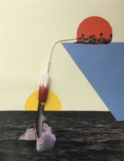 Cosmicflowerflow:day On The Sea // Analog Collage With Paper Cutouts And Found Object