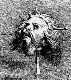 houseofhuttary:    Sir Joseph Noel Paton (1821-1901). Tailpiece [Montrose’s head on a spike]. 1863  