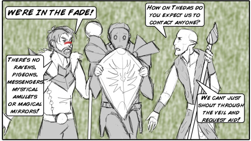 craftyconsultingcannibal:  Based completely on THIS POST (Link takes you to a gifset from TV series Torchwood) I said I wanted a version with Solas, so I drew it myself!I still cant believe I didn’t know he’s Solas’ VA. I am a bad fan.