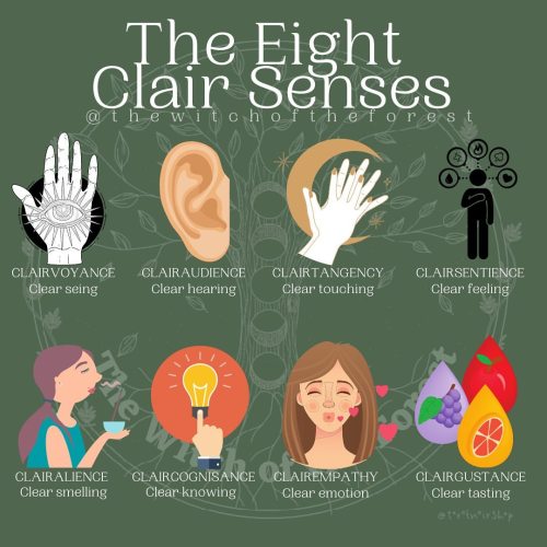 ✨T C S ✨ The 8 clairs includes any or all types of psychic sensitivity corresponding to the senses: 