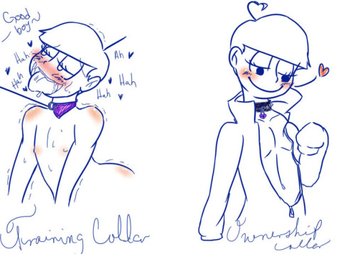 itsuhdesuh:  Some BDSM collars featuring Jyushi (?) Just found some differences between collars used in BDSM I picture Jyushimatsu using them. 