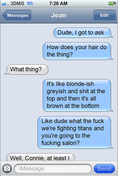 textsfromtitanfood:  Boys, Boys, you’re both pretty.