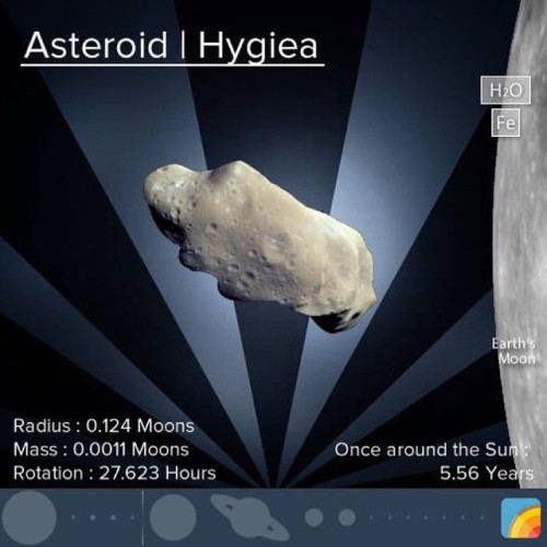 Hygiea is the largest oblong asteroid in the Asteroid Belt and the fourth largest overall. #science 