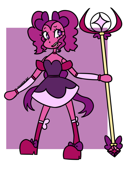 mumblejar: Here’s the finished Almandine Spinel with her staff. I’m really proud of this