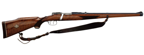 Lovely Mannlicher Schoenauer bolt action hunting rifle with silver boars head icon on stock, .270 ca