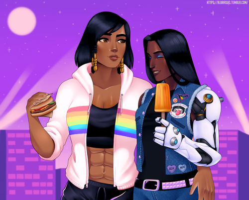 albarquq: ✨ Symmarah Date ✨[Hi-Res] Satya picks up her girlfriend after the gym and brings her out to eat!My Overwatch OTP. <3 Ko-Fi | Art Tag 