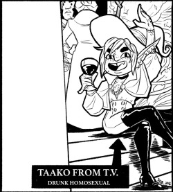 thelastbashtion: Taako from T.V. - Drunk Homosexual.   Original panel and idea from the Scott Pilgrim comic series by artist/writer Bryan Lee O'Malley.  