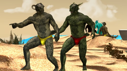 This is Crescent PaperMoon’s work for his side of the art trade.Some argonians having a nice time at the beach, when two of them decide to have a small moment. But what kind of friends are they? That they would keep the moment only for themselves.Their