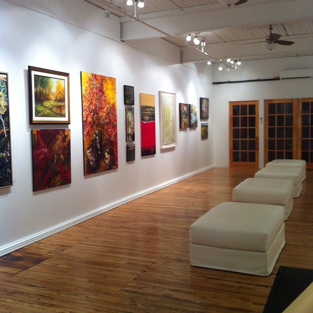 #paintings hung in preparation for Autumnal Equinox group exhibition for #JDC2014 #montreal #sthenri #culture #art (at Centre d'art E.K. Voland Art Gallery)