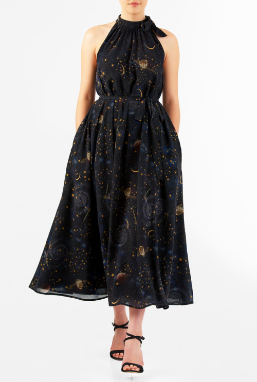 polychromaticshopping: Constellation Print Georgette Dress Custom size and skirt length available