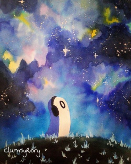 clumsyrory: Painting of Nabstablook and the universe Ok yes i know i already shared my friends Blog 