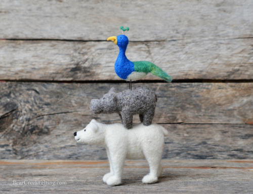 Needle Felted animal stack by Teresa Perleberg