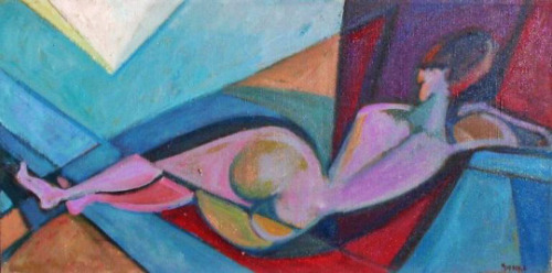 igormag: Marie Cofalka (1924-2004), Lounging Cubist Nude,1950.