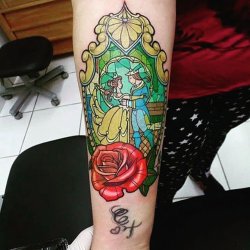 inkeddisney:  Beauty and the Beast piece done by @raffasantosart on @rafa.brums2 #inkeddisney