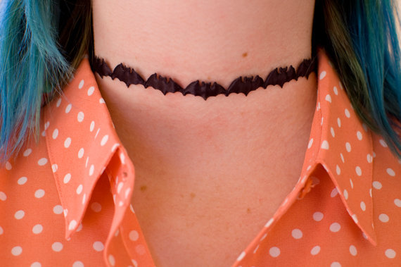 littlealienproducts:Black Bat Choker // $10
