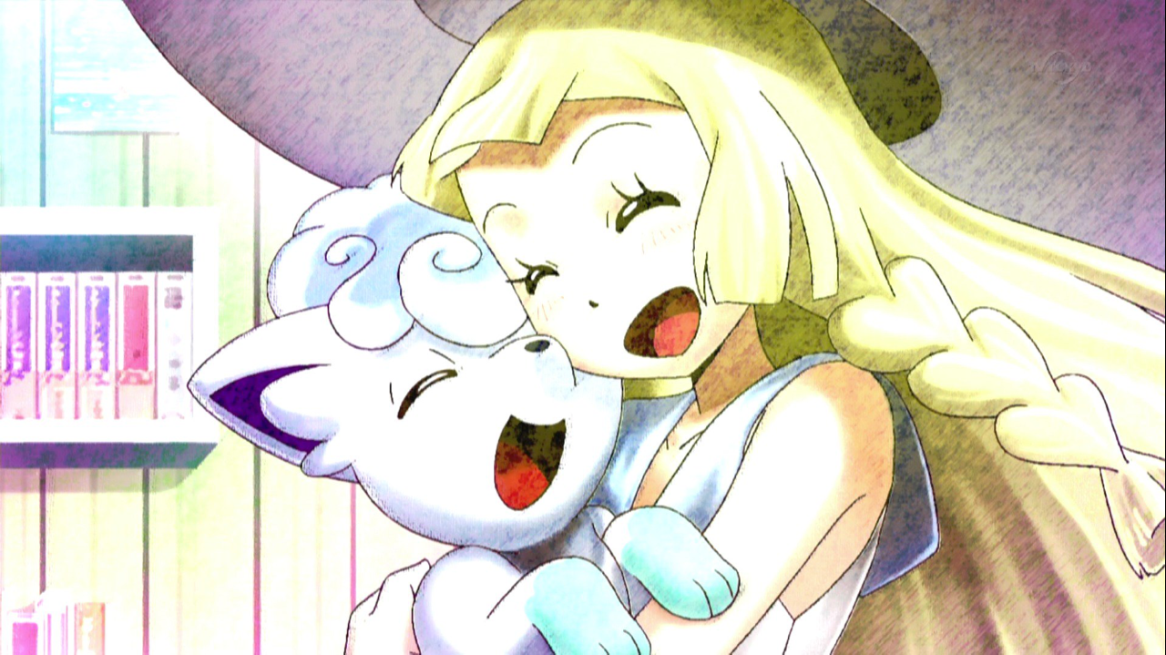 lilliepokemonsunandmoon:  Lillie and her Alolan Vulpix!!  Pokemon Sun and Moon Anime