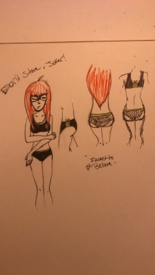 Idea for my Futaba undies! =]  Not sure about a few things. It’s so weird having to plan for characters sometimes. I think that I’m a lot like her, so I think she’d wear a sports bra under her clothes. It’s just easier 🤷🏼‍♀️   I got