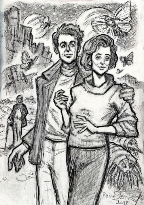 raineszramski:Rough sketchbook drawing of Ian Chesterton and Barbara Wright on The Web Planet. For a