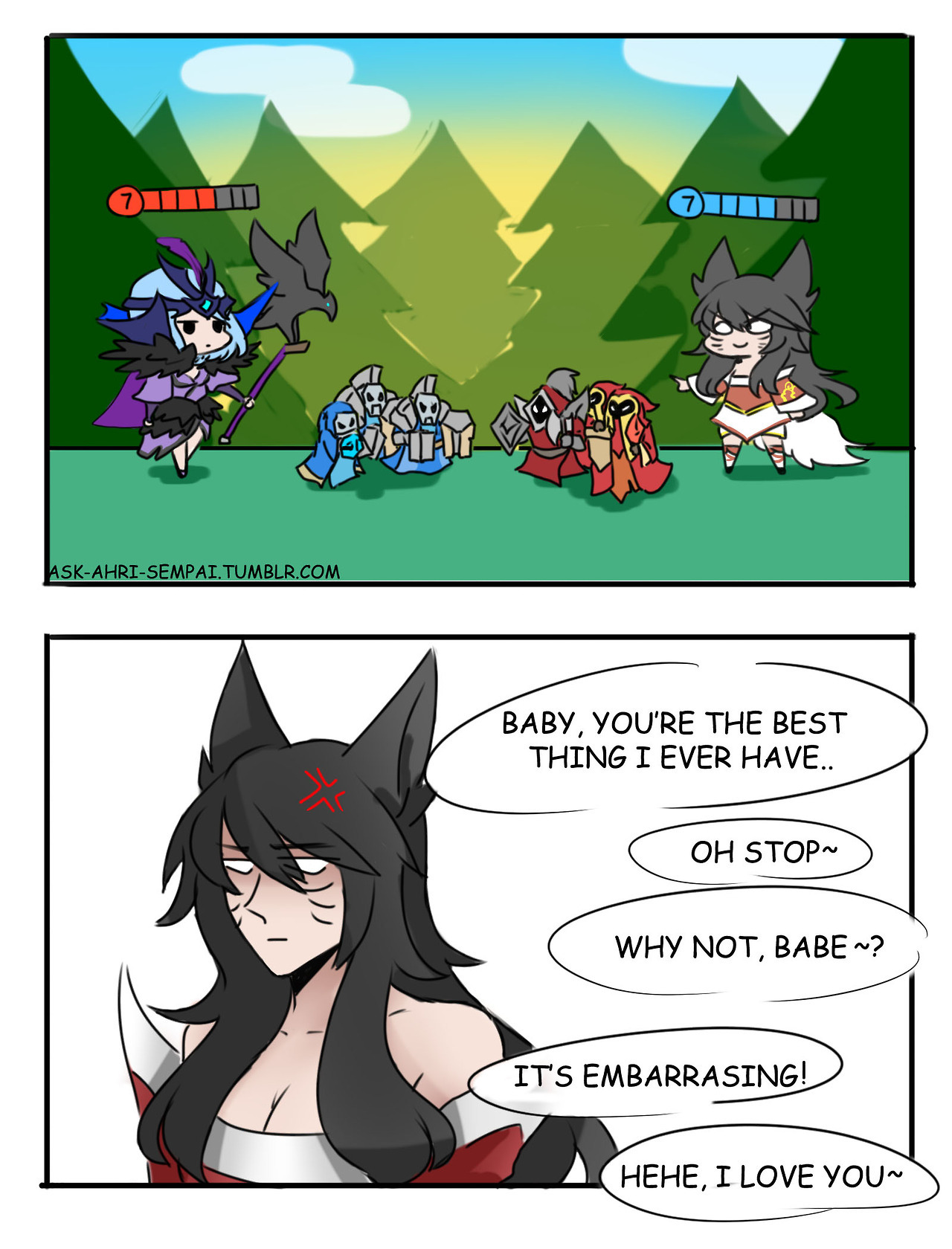 ask-ahri-sempai: ask-ahri-sempai:  “Awww…now this is a better love story.”
