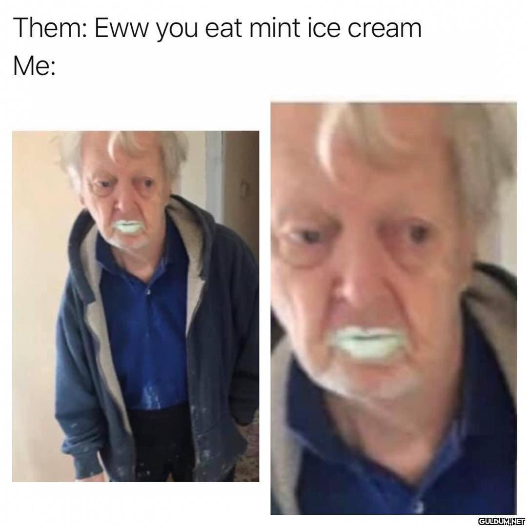 Them: Eww you eat mint ice...