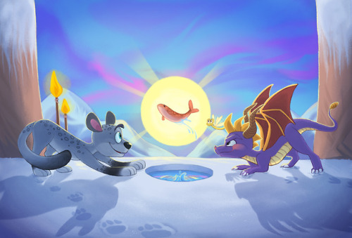 cosmiccanine:Celebrating the release of the Spyro trilogy HD remake by posting the postcard artwork 