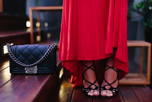 wearetruefashion: Wearing: Diane von Furstenberg gown, Chanel bag and Windsor Smith heels.