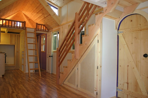 tinyhousesmallspace:  Love this Molecule Tiny Home on wheels…it has stairs!