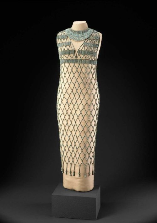 Three ancient Egyptian beadnet dresses, from the 4th 5th and 6th dynasties