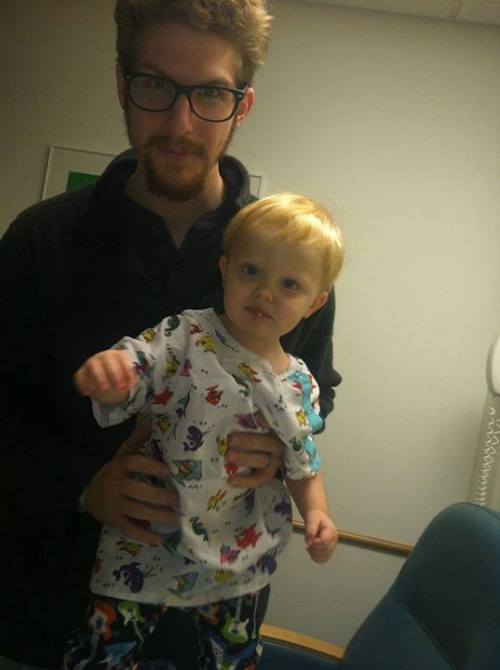 Anonymous fan share: This is a picture of my husband and son at Children&rsquo;s Hospital. He wa