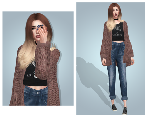 Hair - @adedarmaChoker - @magnolia-cTop &amp; Jeans - @puresimsCardigan - @sims4-marigoldNails -