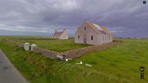 streetview-snapshots: Abandoned church and house, Northwall, Sanday