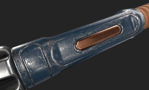 Quick test on the protonic axe’s wear mask; the normal map isn’t masking smoothing groups, which is 