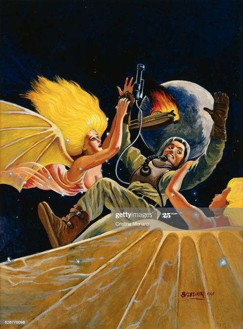Painting of Female Extraterrestrial Aliens with Spaceman by Anton Brzezinski (Photo by ?? Forrest J.