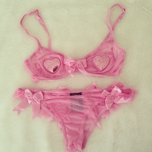 thriftycat:  ♡ Pink heart sequin lingerie set ♡ Thriftycat.storenvy.com ♡