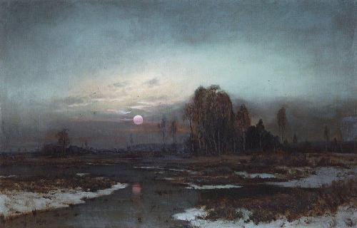 artist-savrasov:Autumn Landscape with a swampy river in the moonlight, 1871, Aleksey Savrasovhttps:/
