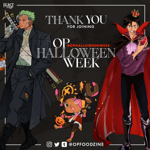 Thanks for joining One Piece Halloween Week!  Thank you for counting down to Halloween with us It 