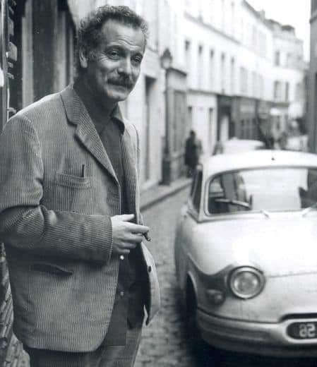 frenchcurious:Georges Brassens avec une Panhard PL 17. - source Les Anciennes Autos.(Photo à l’enver