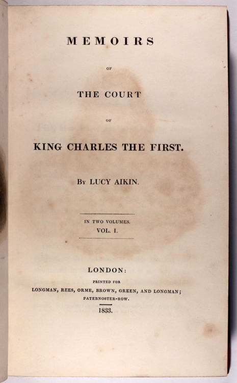 Memoirs of the Court of King Charles the First. Aitkin, 1833