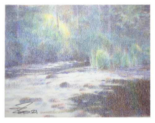 Rottnaälven, färgpenna, 11x8,5 cm, 750 kr…Rottna river, coloured pencil, 11x8,5 cm, €75