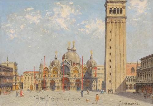 pintoras:Antonietta Brandeis (Czech, 1848 - 1926): Piazza San Marco with the Palazzo Ducale and Camp