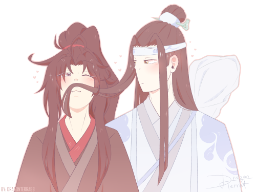  A cute WangXian moustache I DREW MY TWO BEAUTIFUL FLUFFY BUNNIES AHH they give me life they give me