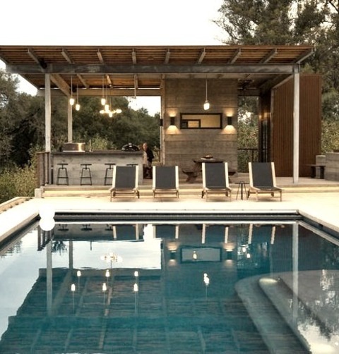 Modern Pool - PoolhouseInspiration For A Large, Contemporary Backyard Remodel With A Rectangular Lap
