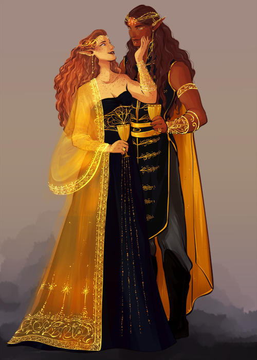 calaquendii: Feanor and Nerdanel I commissioned this from the amazing @tosquinha, who did such a fan