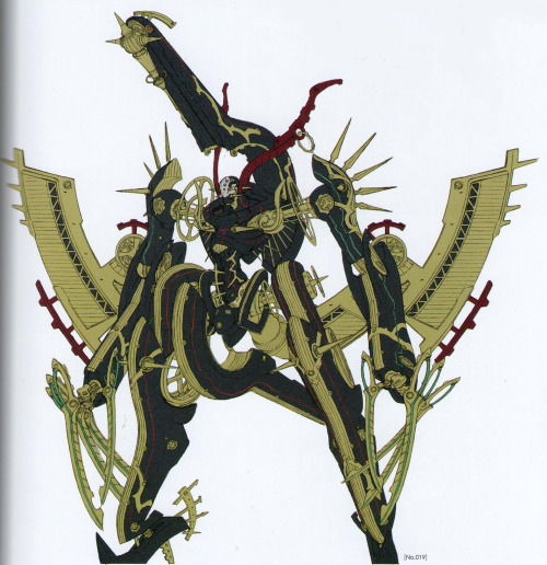 best-dadapon:  Speaking of Metal face, here’s some lovely concept art for him.There’s actually a whole chapter dedicated to Mechon  in the art book, I’ll be posting them in sets by character.And yes you’re reading that right; Metal face’s Japanese