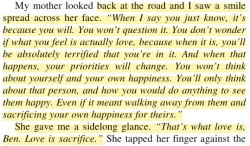 evaded:  “Love is sacrifice.” - November 9 (Colleen Hoover)